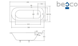 Ванна акриловая Besco Intrica Slim 150х75 см глянцевый белый #WAIN-150-SL