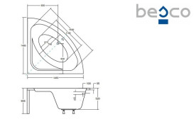 Ванна акриловая Besco Luksja 148х148 см глянцевый белый #WAL-150-NS