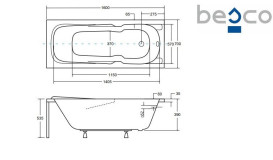 Ванна акриловая Besco Majka Nova 160х70 см глянцевый белый #WAM-160-PK