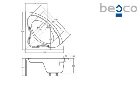 Ванна акрилова Besco Mia 120х120 см білий глянсовий #WAM-120-NS