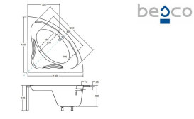 Ванна акрилова Besco Mia 130х130 см білий глянсовий #WAM-130-NS