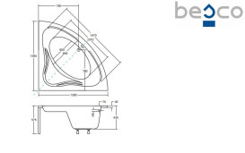 Ванна акриловая Besco Mia 140х140 см глянцевый белый #WAM-140-NS