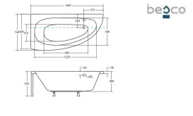 Ванна акриловая Besco Milena 150х70 см левосторонняя глянцевый белый #WAM-150-NL