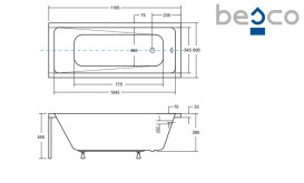 Ванна акрилова Besco Modern 120х70 см білий глянсовий #WAM-120-MO