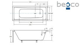 Ванна акриловая Besco Modern 140х70 см глянцевый белый #WAM-140-MO