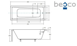 Ванна акриловая Besco Modern 150х70 см глянцевый белый #WAM-150-MO