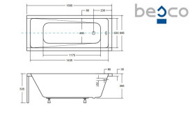 Ванна акрилова Besco Modern 160х70 см білий глянсовий #WAM-160-MO