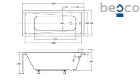 Ванна акрилова Besco Modern 170х70 см білий глянсовий #WAM-170-MO