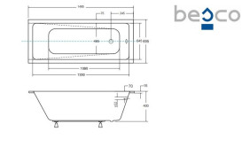 Ванна акриловая Besco Modern Slim 150х70 см глянцевый белый #WAM-150-SL
