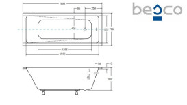 Ванна акриловая Besco Modern Slim 170х70 см глянцевый белый #WAM-170-SL