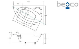 Ванна акриловая Besco Natalia 150х100 см правосторонняя глянцевый белый #WAN-150-NP
