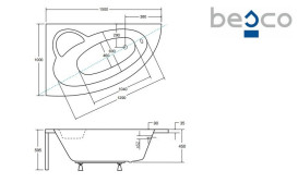 Ванна акриловая Besco Natalia 150х100 см левосторонняя глянцевый белый #WAN-150-NL
