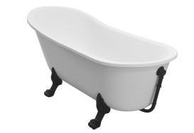 Ванна акрилова Besco Olaya 160х68 см чорні ніжки глянсовий білий #WAO-160+CZ