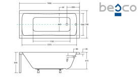 Ванна акриловая Besco Optima 150х70 см глянцевый белый #WAO-150-PK