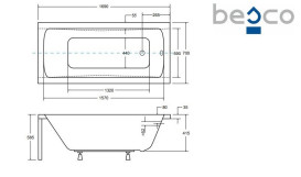Ванна акриловая Besco Optima 170х70 см глянцевый белый #WAO-170-PK