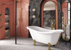 Ванна акриловая Besco Otylia 170х77 см глянцевый белый/ножки золото OT-170-ZL-O