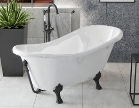 Ванна акриловая Besco Otylia 170х77 см глянцевый белый/черные матовые ножки OT-170-CZ-O