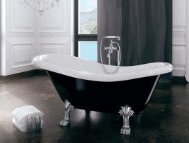 Ванна акриловая Besco Otylia 170х77 см черныйглянцевый/белый глянцевый/ножки хром #WKO-170-BWC