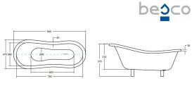 Ванна акриловая Besco Otylia Baby 85х47 см глянцевый белый/белые ножки #WBO