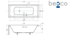 Ванна акрилова Besco Quadro 175х80 см білий глянсовий #WAQ-175-PK
