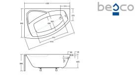 Ванна акриловая Besco Rima 130х85 см левосторонняя глянцевый белый #WAR-130-NL