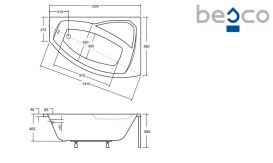 Ванна акриловая Besco Rima 130х85 см правосторонняя глянцевый белый #WAR-130-NP