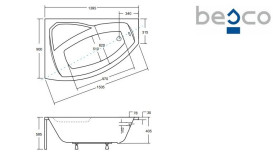 Ванна акриловая Besco Rima 140х90 см левосторонняя глянцевый белый #WAR-140-NL