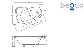 Ванна акриловая Besco Rima 150х95 см левосторонняя глянцевый белый #WAR-150-NL