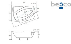 Ванна акриловая Besco Rima 170х110 см левосторонняя глянцевый белый #WAR-170-NL