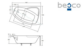 Ванна акриловая Besco Rima 170х110 см правосторонняя глянцевый белый #WAR-170-NP