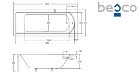Ванна акриловая Besco Shea 150х70 см глянцевый белый #WAS-150-PK