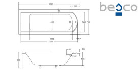 Ванна акриловая Besco Shea 160х70 см глянцевый белый #WAS-160-PK