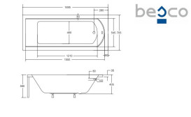 Ванна акрилова Besco Shea 170х70 см білий глянсовий #WAS-170-PK