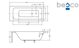 Ванна акриловая Besco Talia 140х70 см глянцевый белый #WAT-140-PK