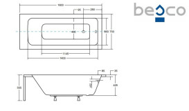 Ванна акриловая Besco Talia 160х75 см глянцевый белый #WAT-160-PK