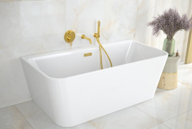 Ванна акрилова Besco Varya 150х75 см із сифоном клік-клак хром глянсовий білий #WAS-150-VR