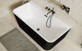 Ванна акриловая Besco Varya 170х80 см с сифоном оружейный металл матовый черный/глянцевый белый #WAS-170VRMG