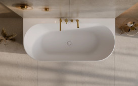 Ванна акриловая Besco Veo 170х80 см с матовым черным сифоном глянцевый белый #WAS-170VECZ