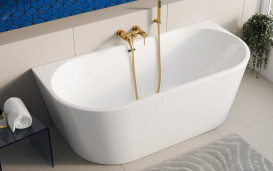 Ванна акриловая Besco Vica New 150х80 см с сифоном оружейный металл глянцевый белый #WAS-150VNGR