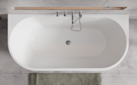 Ванна акриловая Besco Vica New 150х80 см с сифоном золото матовый черный/глянцевый белый #WAS-15VNMZO