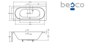 Ванна акриловая Besco Vitae 150х75 см глянцевый белый #WAV-150-PK