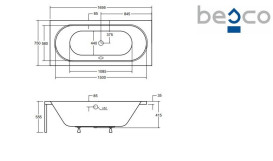 Ванна акриловая Besco Vitae 170х75 см глянцевый белый #WAV-170-PK