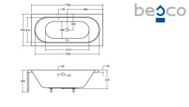 Ванна акрилова Besco Vitae 180х80 см білий глянсовий #WAV-180-PK