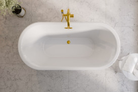 Ванна акрилова Besco Ziva 160х75 см із сифоном клік-клак хром глянсовий білий #WWA-160-ZSC