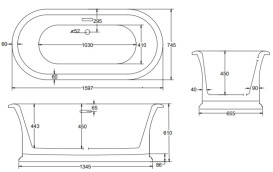 Ванна акрилова Besco Ziva 160х75 см із сифоном клік-клак хром глянсовий білий #WWA-160-ZSC