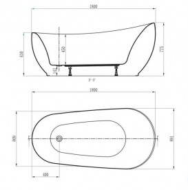 Ванна акриловая Devit Afina 180х89.1 см отдельностоящая с ножками белый 18090150
