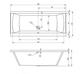 Ванна акриловая Devit Graphics 180х80 см пристенная с ножками белый 18081126