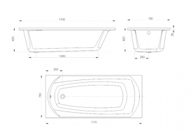 Ванна акрилова Devit Sigma 170х75 см пристінна з ніжками білий 17075130N