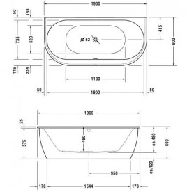 Ванна акрилова Duravit Darling New 190х90 см овальна білий 700248000000000