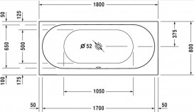 Ванна акриловая Duravit Darling New Combi-System E гидромассажная 180х80 см белый 760244000CE1000